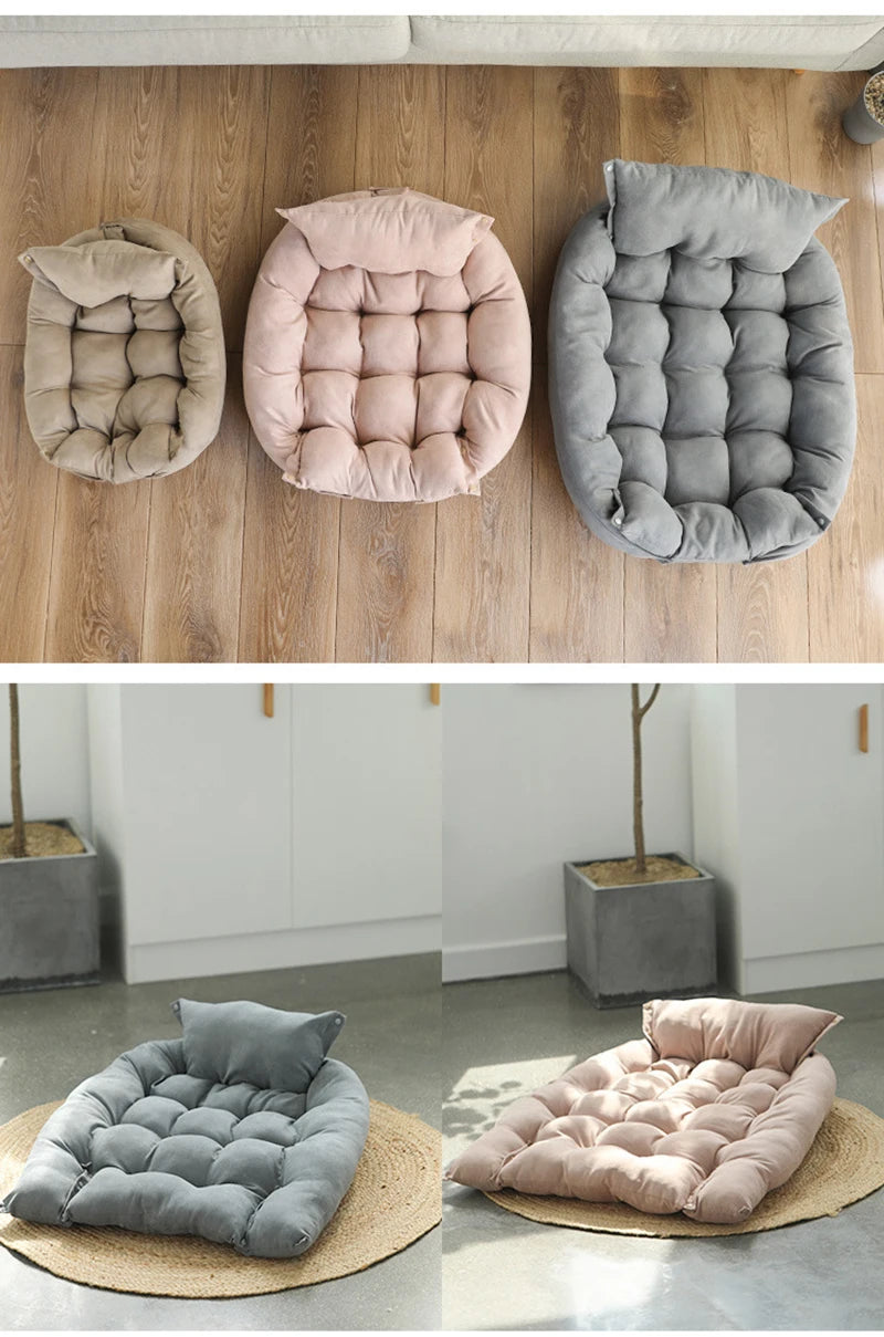 3-In-1 Cotton Plush Dog Bed - Moonlight Grey