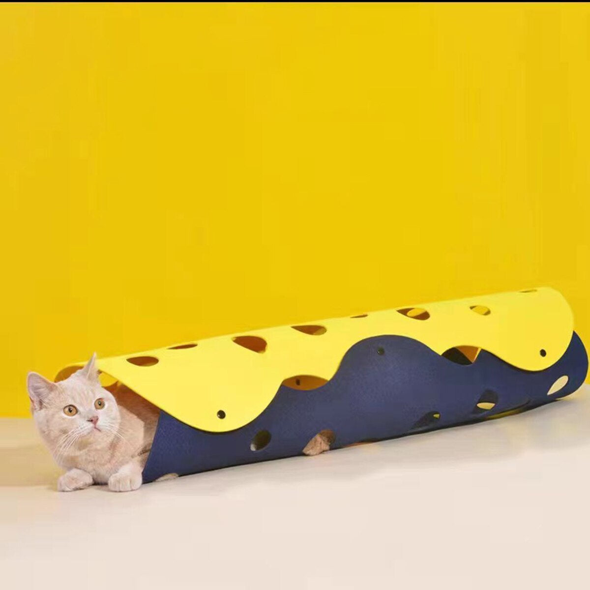 Splicing Felt Cat Tunnel Toy Foldable Porous and Concealable Self Entertainment Funny Toys Multifunctional Cave Nest Pet Mat