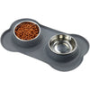 Antislip Double Dog Bowl with Silicone Mat