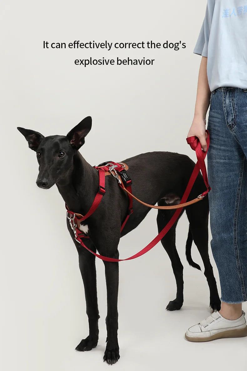 Dog Explosion-Proof Impact Harnesses Suspenders Set Comfortable I-Font Structure Vest Anti-Break Adjustable Safety Cat Leash